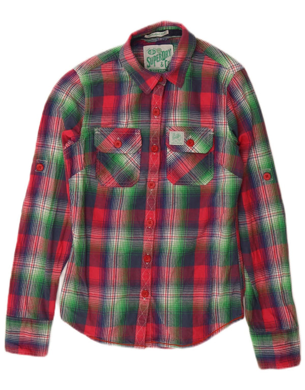 SUPERDRY Damska koszula flanelowa UK 6 XS, bawełniana, wielokolorowa krata