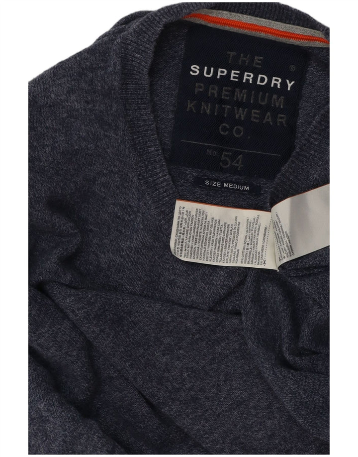 SUPERDRY Męski sweter z okrągłym dekoltem, średni granatowy, bawełniany nakrapiany