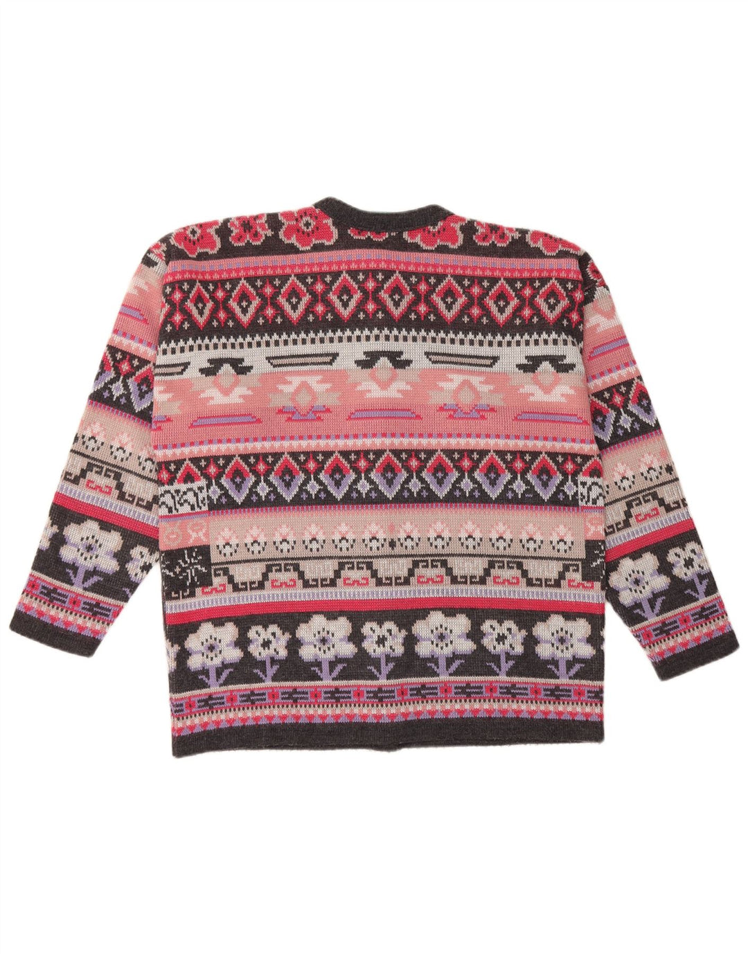 CANDA Damski sweter oversize UK 14 Średni różowy Fair Isle