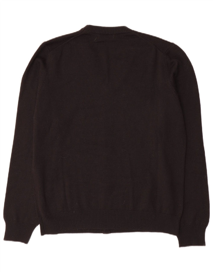 Sweter damski SISLEY z dekoltem w kształcie litery V, UK 14, średnia czarna wełna