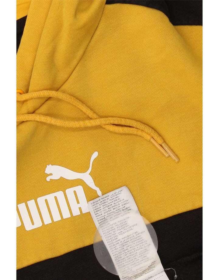 Męska bluza z kapturem Puma, średnia żółta bawełna z blokami kolorów