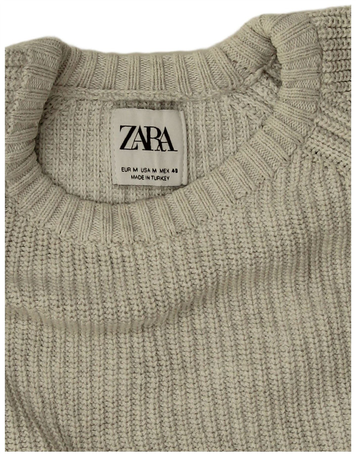 Męski sweter z dekoltem w łódkę Zara, średnio szary