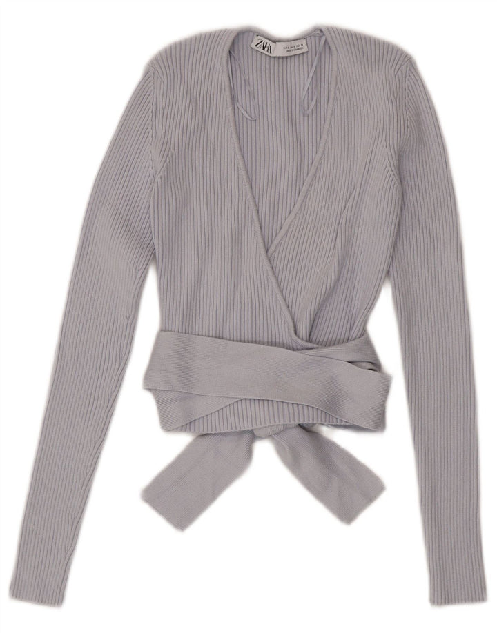 Damski kardigan Zara Crop Wrap Top UK 8 Small Blue