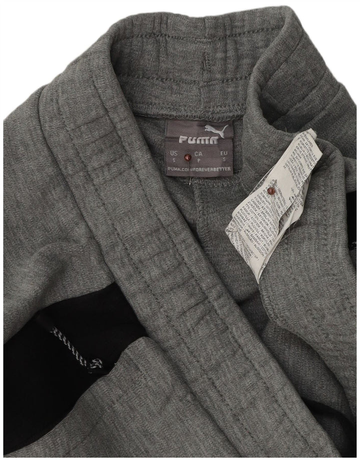 Męskie spodnie dresowe Puma, małe, szare, bawełniane z blokami kolorów