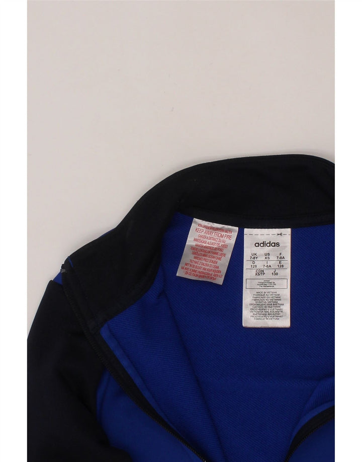 Chłopięca kurtka dresowa ADIDAS z grafiką, 7-8 lat, niebieska z blokami kolorów