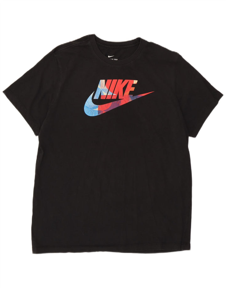 Męski T-shirt z grafiką Nike, duży, czarny, bawełniany