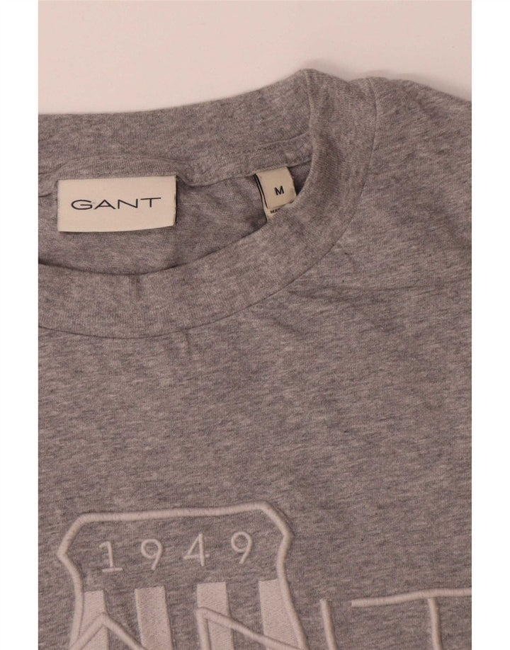 Męski T-shirt z grafiką Gant, średnioszary, bawełniany