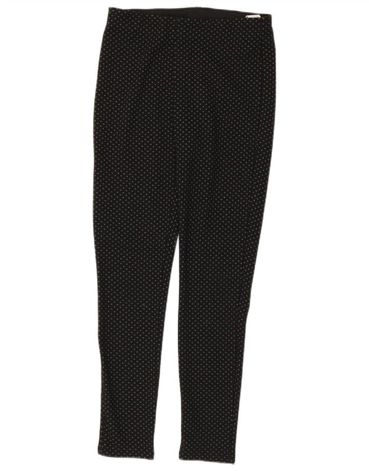 Damskie spodnie typu slim casual Zara, średnie W28 L28, czarny geometryczny poliester