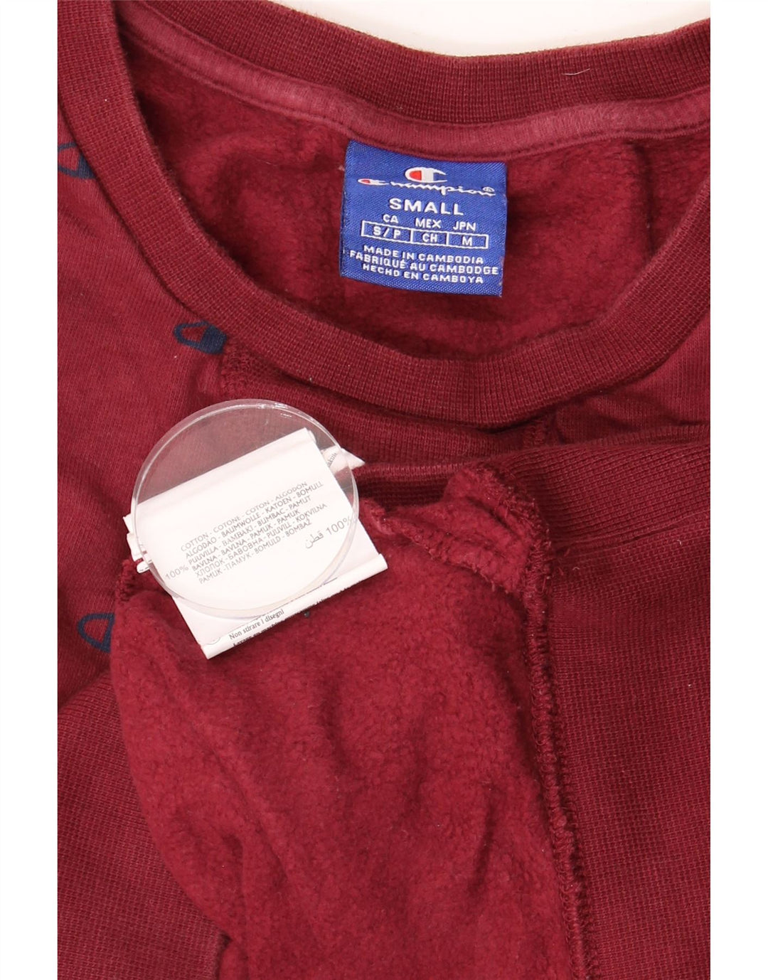 Męski sweter z grafiką Champion, mały, bordowy, bawełniany