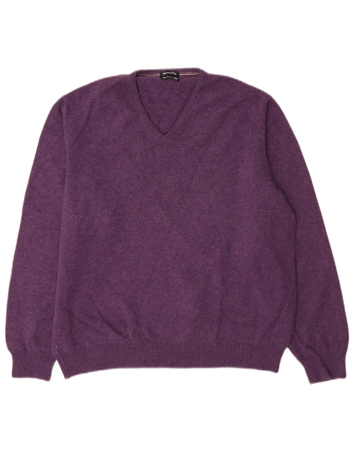Męski sweter Massimo Dutti z dekoltem w kształcie litery V, XL, fioletowa wełna