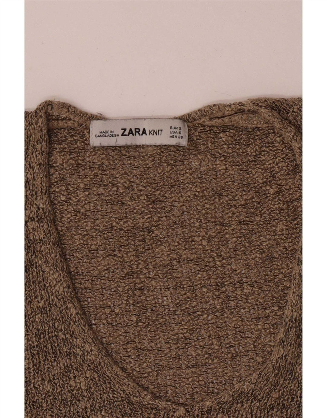 Sweter damski Zara z dekoltem w kształcie litery V, UK 10, mały brązowy