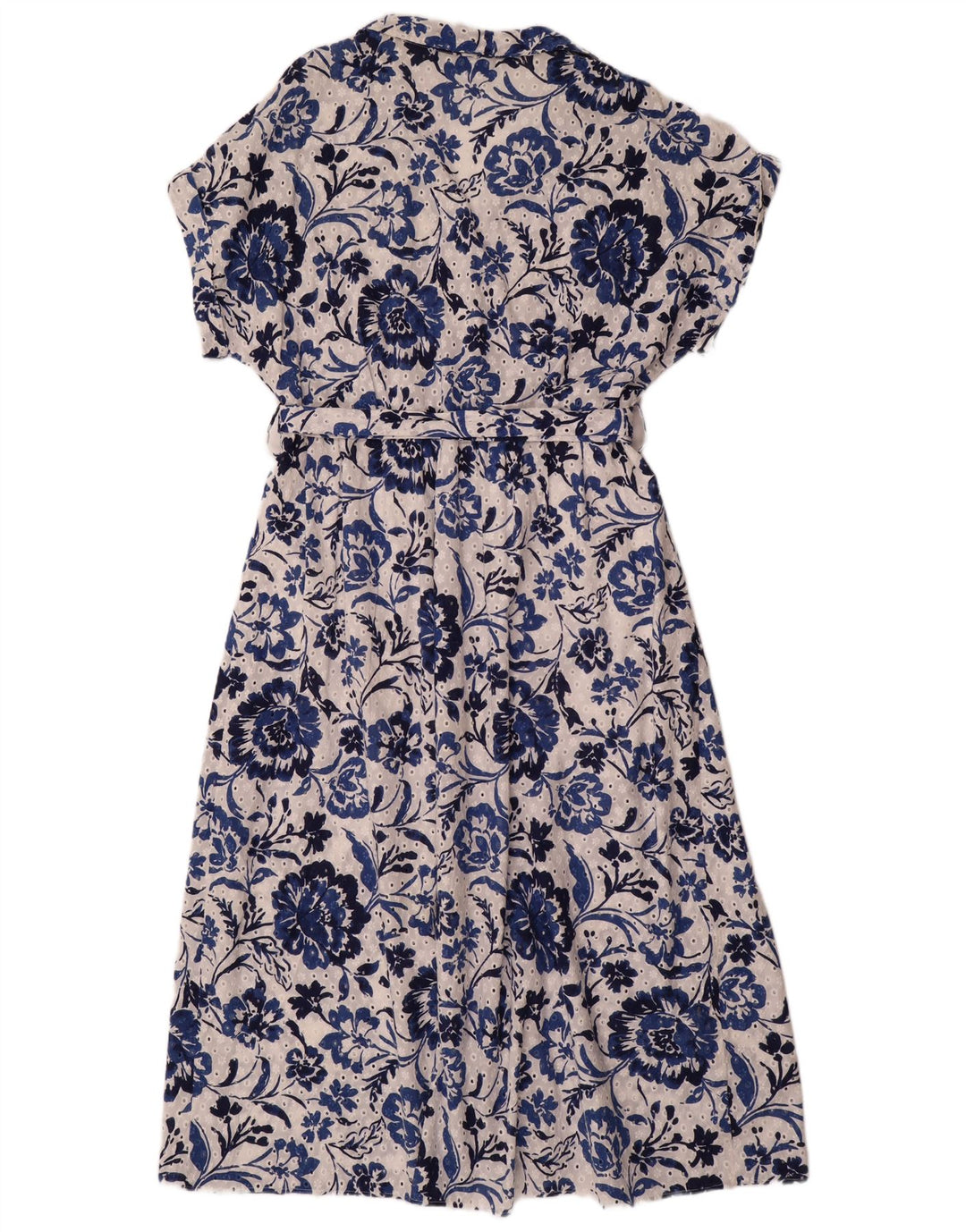 Damska sukienka maxi z krótkim rękawem ZARA UK 20 2XL Niebieska bawełniana w kwiaty