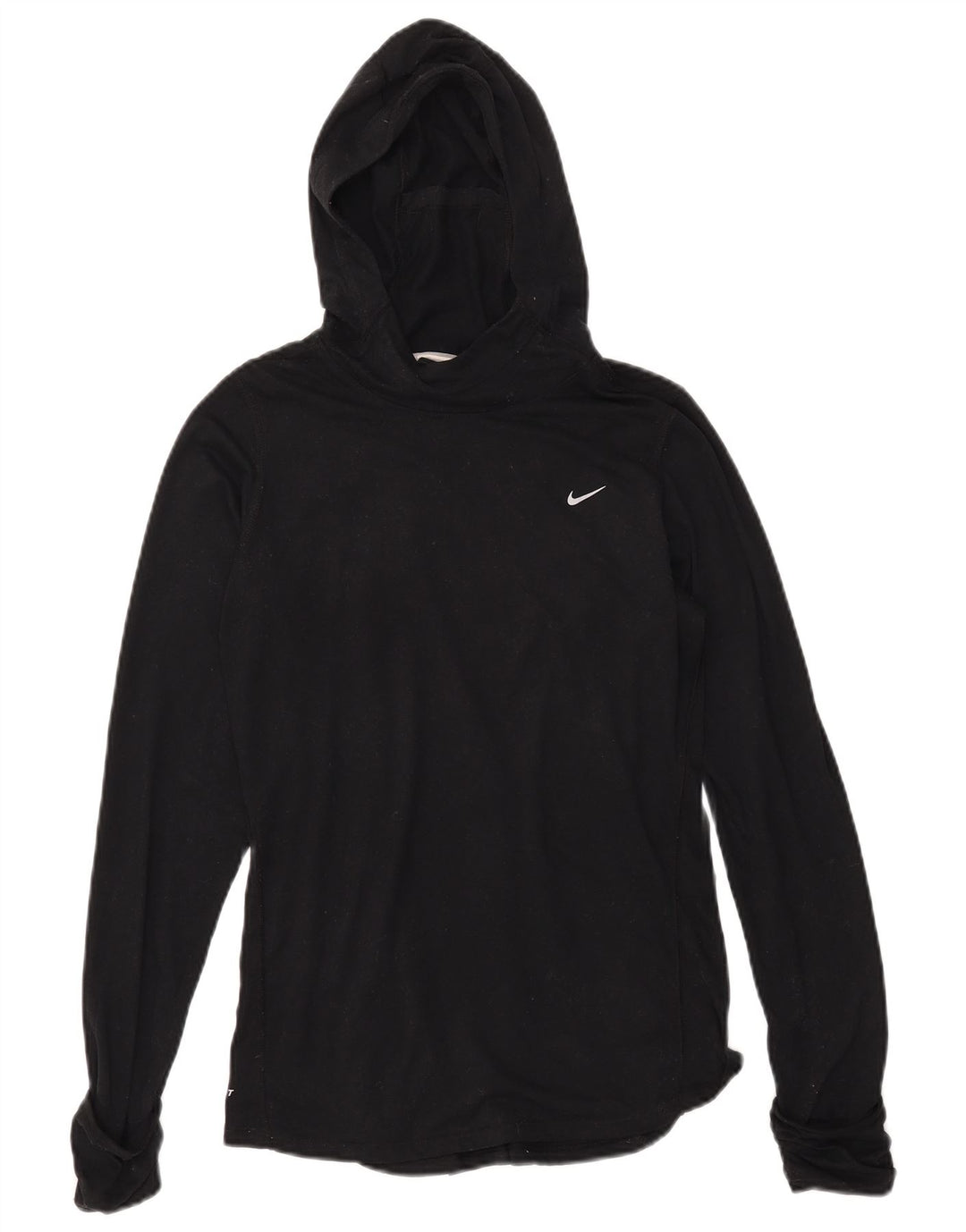 Damska koszulka NIKE Dri Fit z kapturem i długim rękawem, UK 14, średni czarny poliester