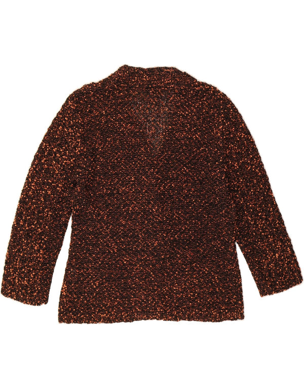 ZIELONY damski sweter oversize z rękawem 3/4 UK 14, średni brąz