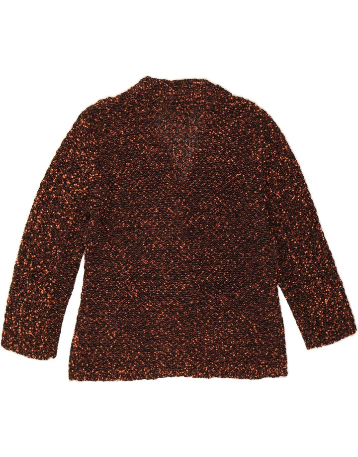 ZIELONY damski sweter oversize z rękawem 3/4 UK 14, średni brąz