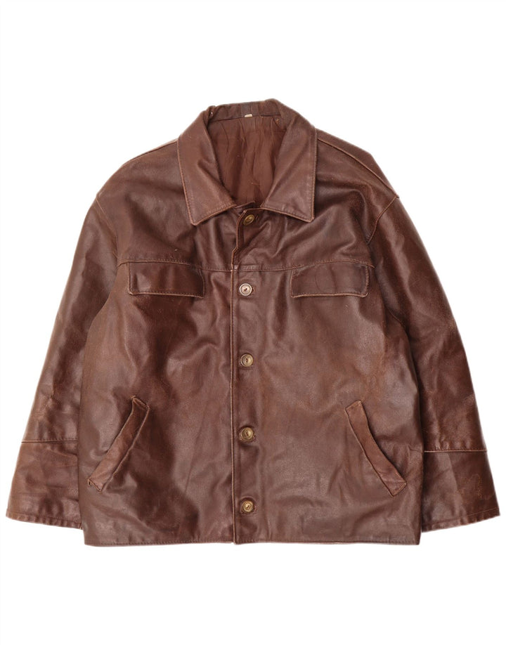 Męska kurtka skórzana Bayside UK 42 XL, brązowa skóra