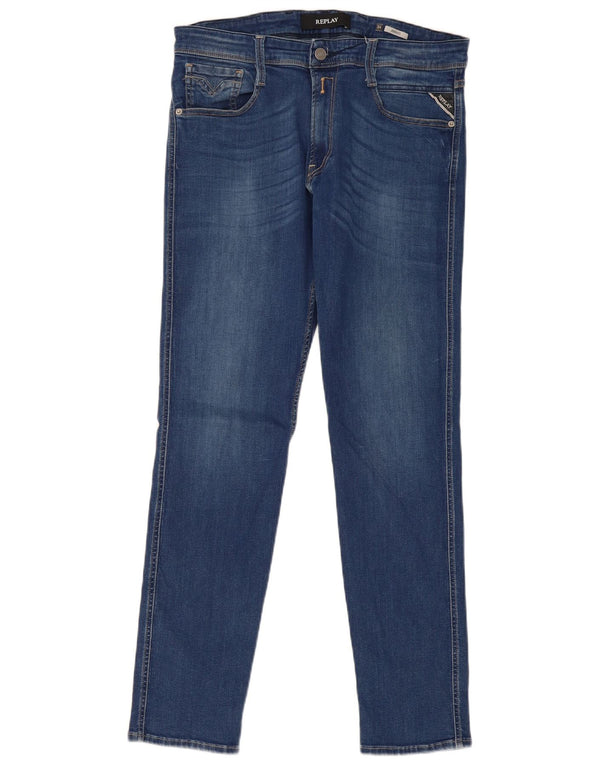 Damskie jeansy Replay Anbass Slim W34 L32 Niebieska bawełna
