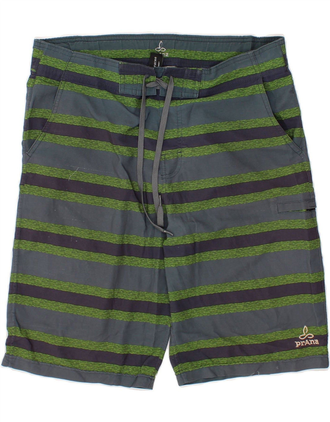 PRANA Mens Swimming Shorts Large Blue Striped Polyester Vintage Prana and Second-Hand Prana from Messina Hembry 