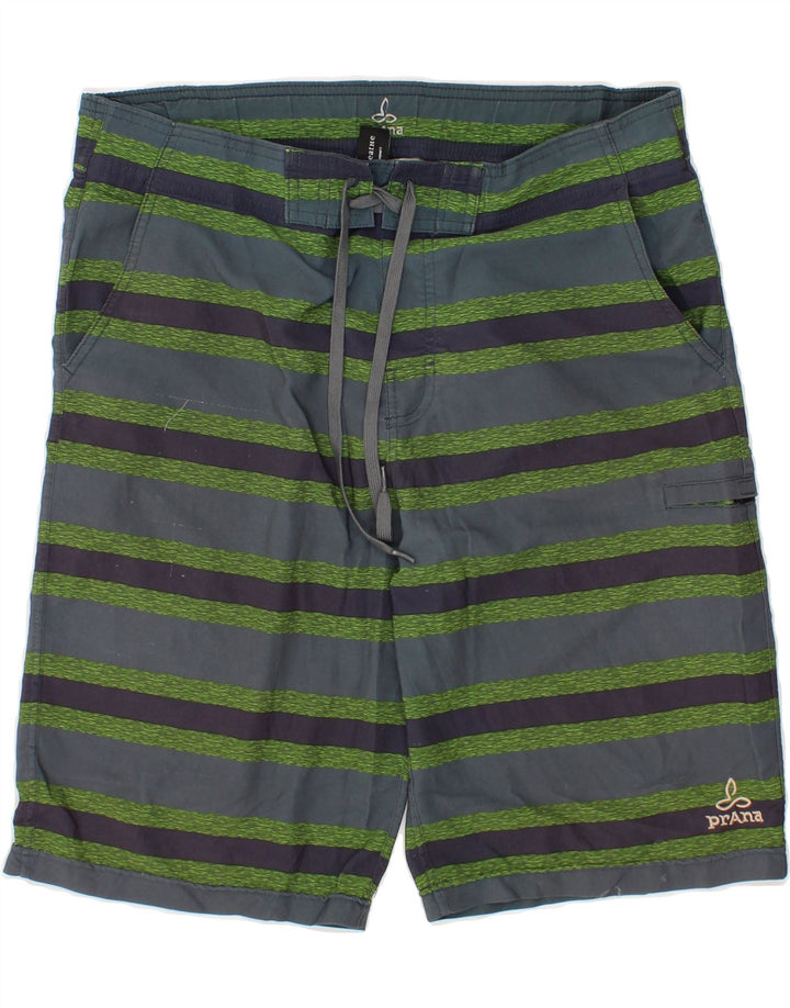 PRANA Mens Swimming Shorts Large Blue Striped Polyester Vintage Prana and Second-Hand Prana from Messina Hembry 