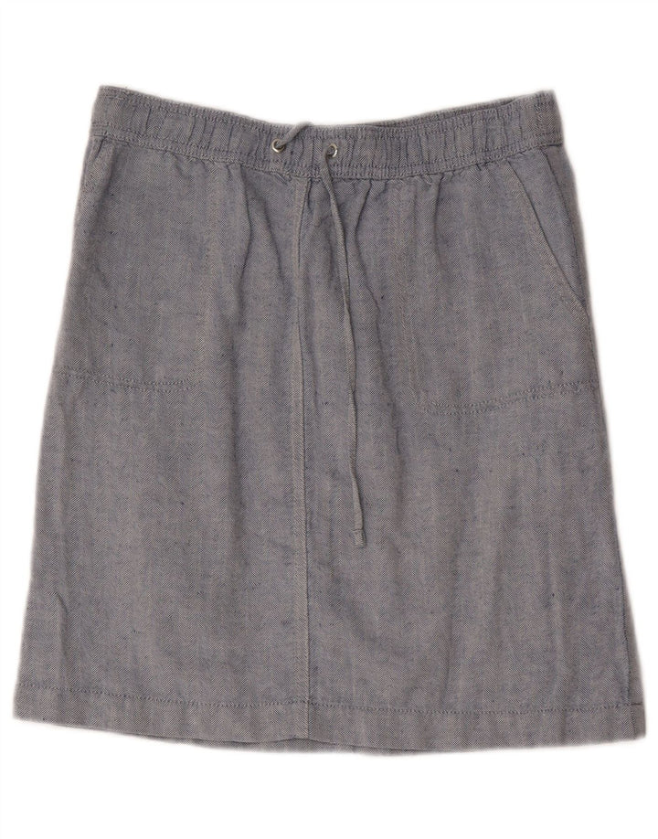 Marks & Spencer Damska spódnica midi UK 10 Small W30 Niebieska lniana w jodełkę