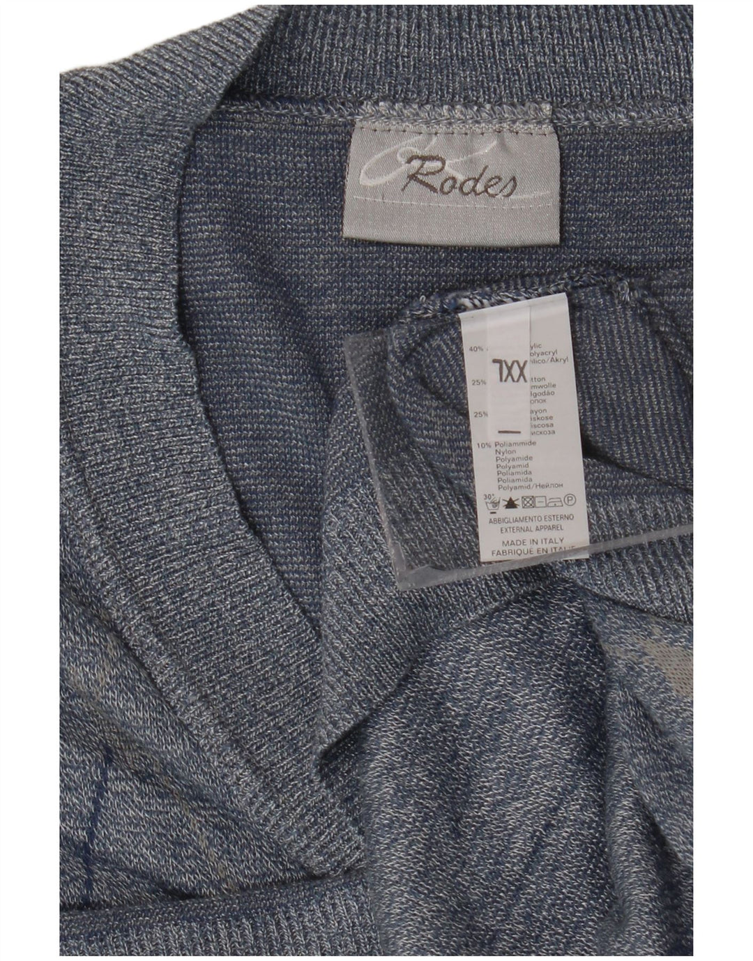 Rodes Męski sweter rozpinany 2XL Niebieski Argyle/Diamentowy Akryl