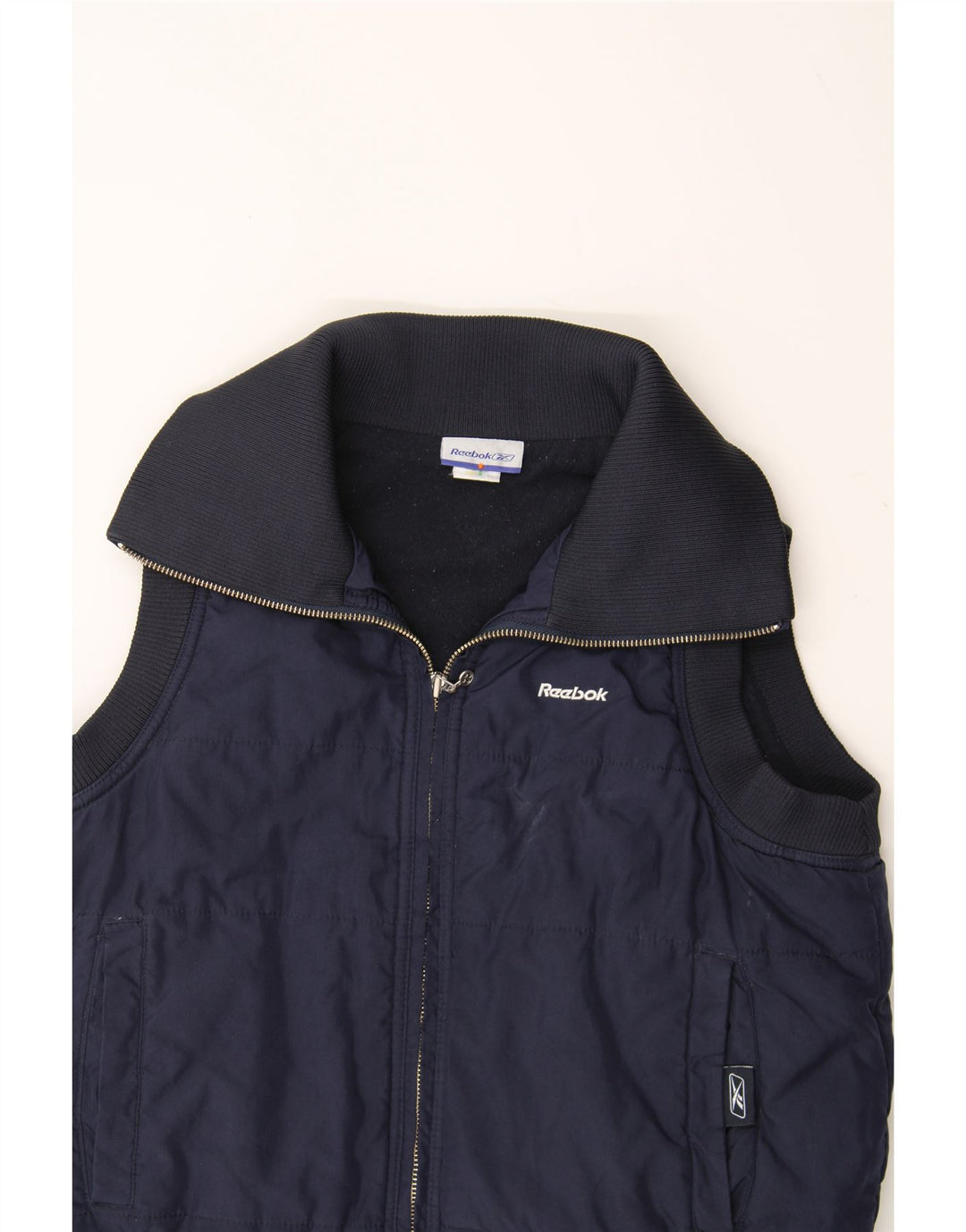 REEBOK Womens Padded Gilet UK 12 Medium  Navy Blue Polyester Vintage Reebok and Second-Hand Reebok from Messina Hembry 