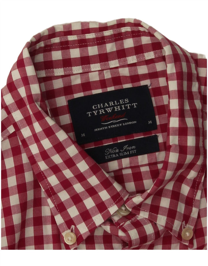Koszula męska Charles Tyrwhitt Extra Slim Fit, bawełniana w kratkę, w kolorze średniej czerwieni