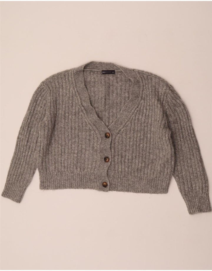 Marks & Spencer Damski sweter typu Crop Oversized Cardigan UK 16, duży, szary