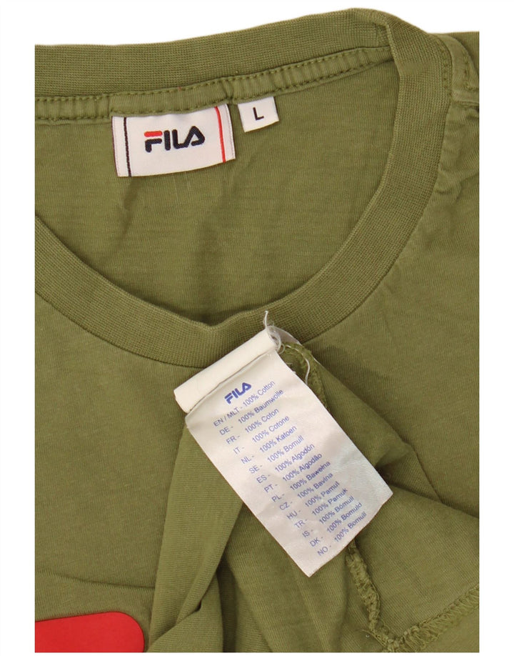 Męski T-shirt Fila z grafiką, duży, bawełniany khaki