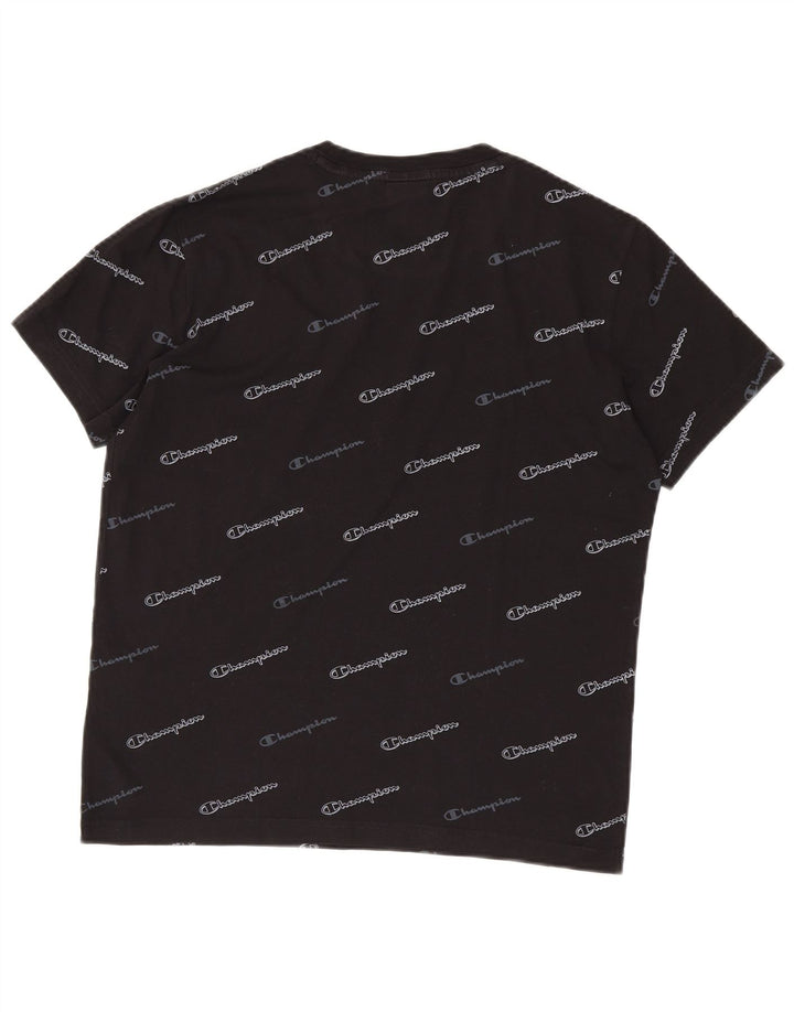 Męski T-shirt Champion z grafiką, mały, czarny, bawełniany
