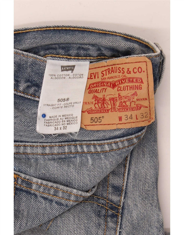 Męskie jeansy Levi's 505 w trudnej sytuacji W34 L32 Niebieska bawełna