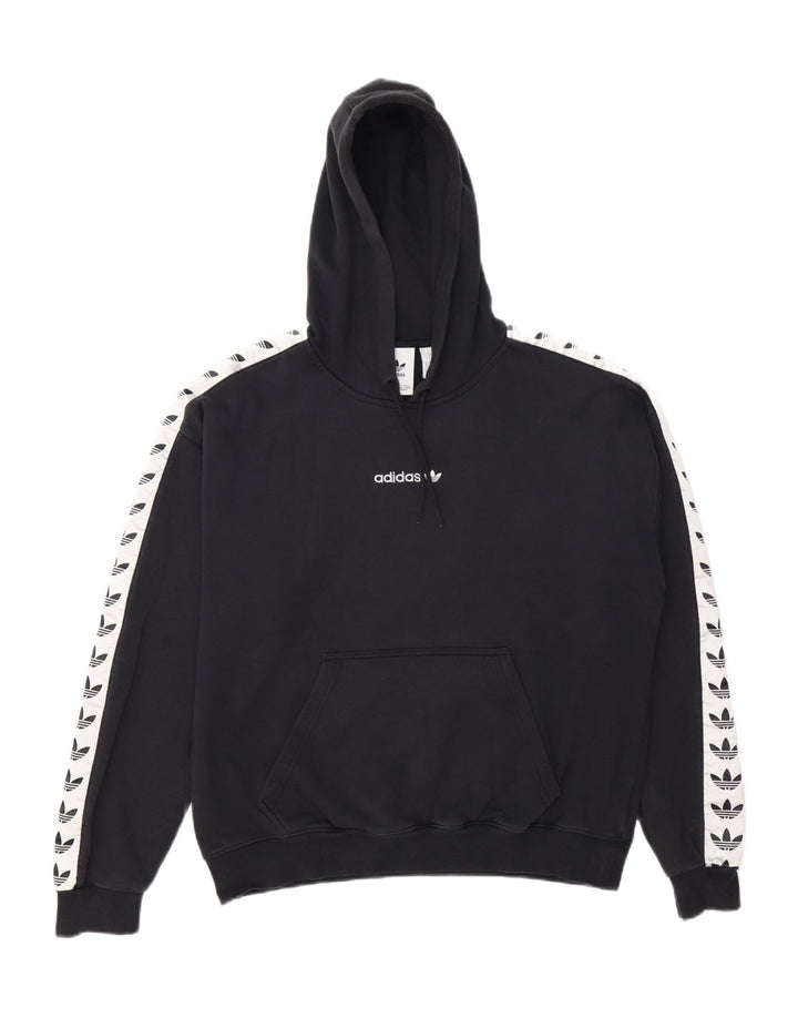 Męski sweter z kapturem i grafiką ADIDAS, bawełniany, średniej wielkości, w kolorze czarnym