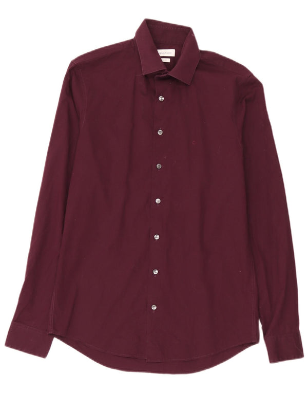 Koszula męska Calvin Klein Slim Fit, rozmiar 38 15, średnia bawełna w kolorze bordowym