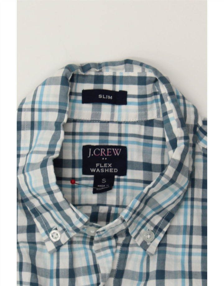 J. CREW Mens Flex Washed Slim Shirt Small Blue Check Cotton Vintage J. Crew and Second-Hand J. Crew from Messina Hembry 