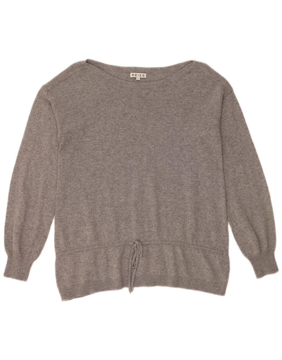 Sweter damski REISS z dekoltem w łódkę UK 14, średnioszara wiskoza