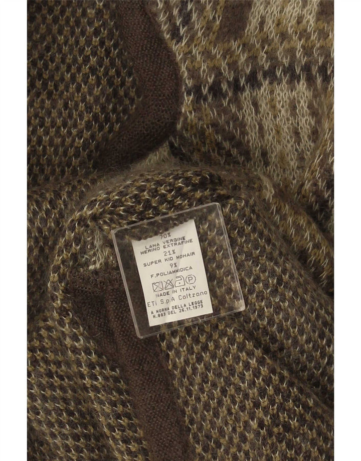 Sweter damski w stylu vintage, UK 16, duży, szary, wełniany w kratkę