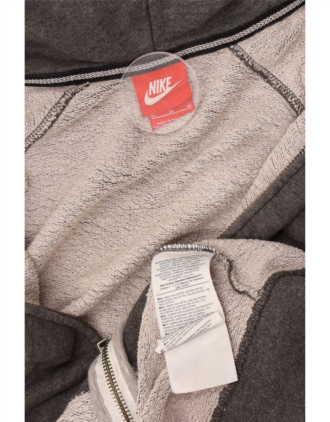 Damski sweter z kapturem i zamkiem błyskawicznym Nike UK 14, średnioszary, bawełniany