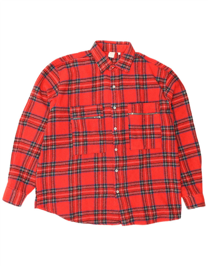 Vintage męska koszula flanelowa w dużą czerwoną kratę