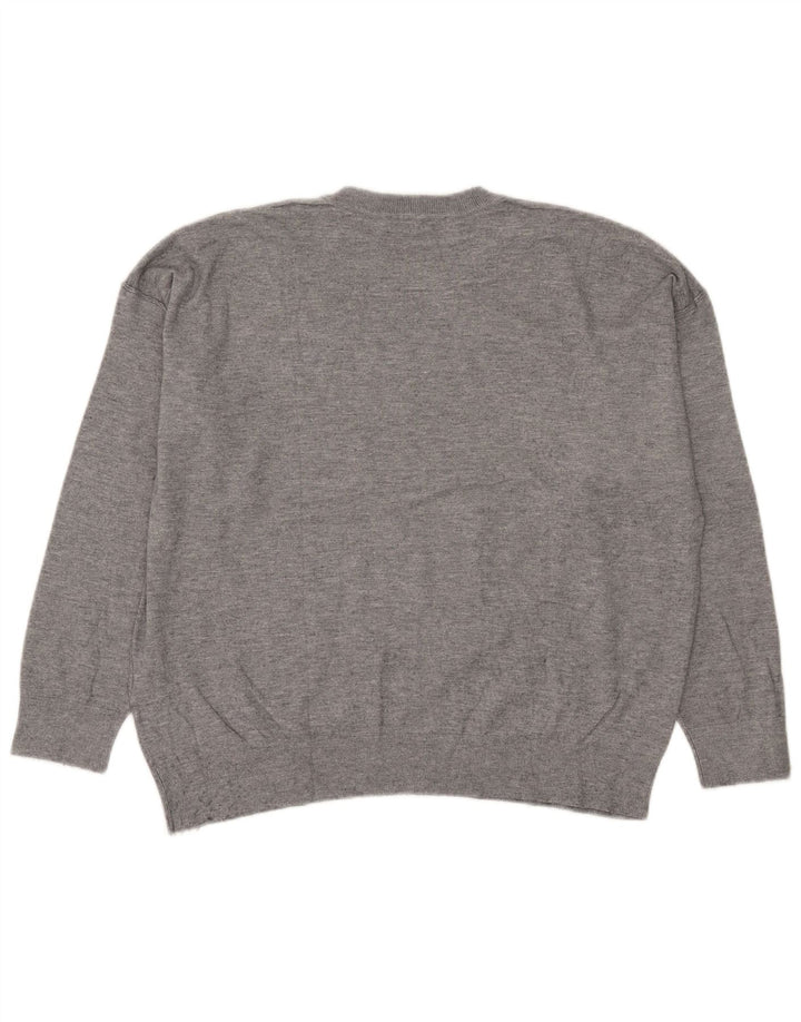 Damski sweter oversize z wycięciem pod szyją Zara UK 16, duży, szary, nakrapiany