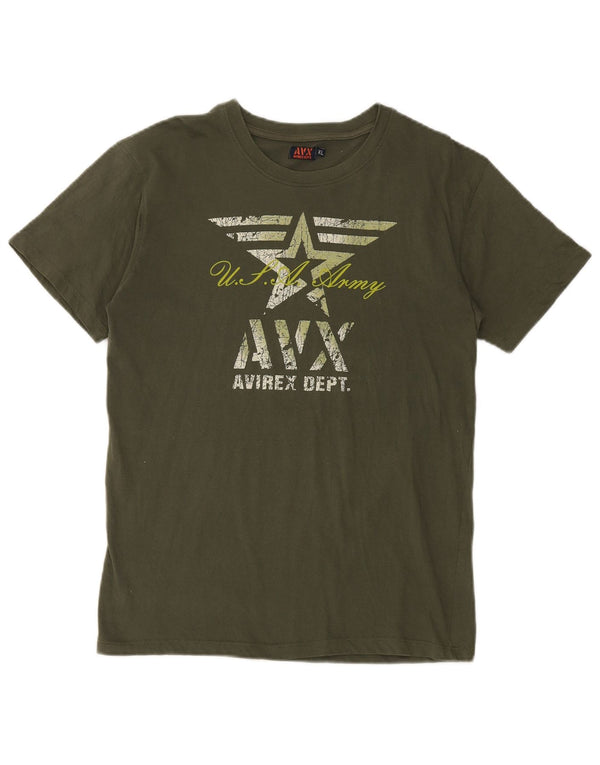 Chłopięcy T-shirt z grafiką Avirex, rozmiar XL, 15-16 lat, khaki