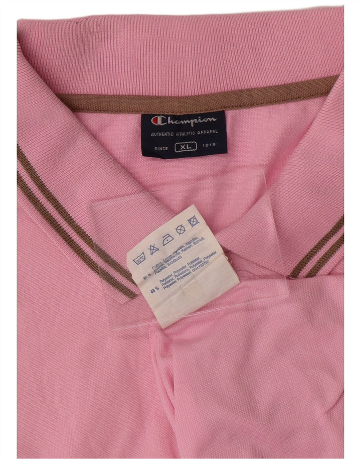 CHAMPION Mens Polo Shirt XL Pink Cotton
