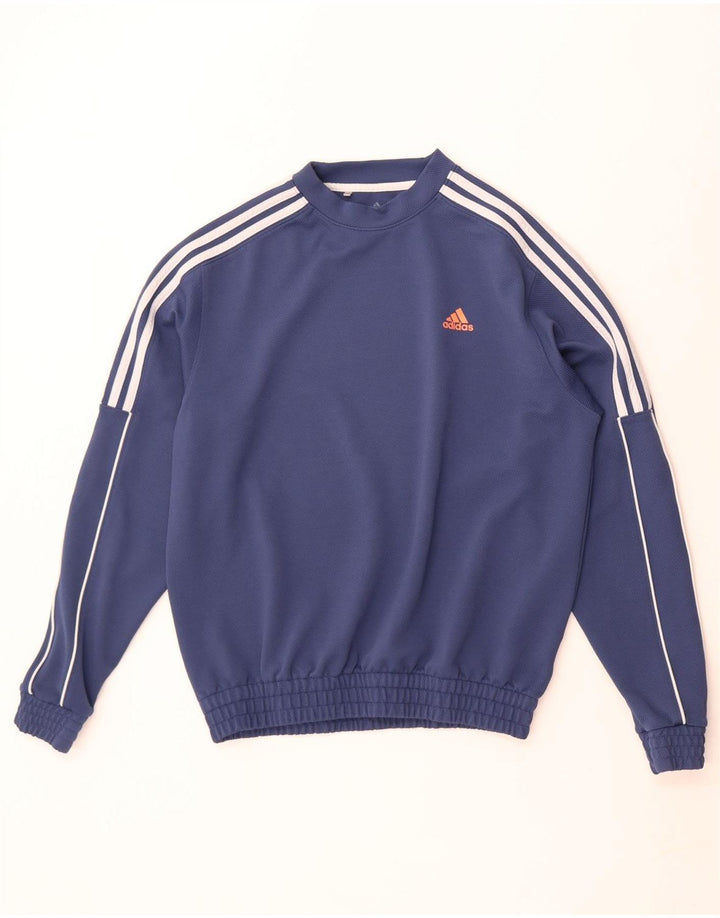 Adidas Męska bluza sweterkowa, średni niebieski, poliester z blokami kolorów