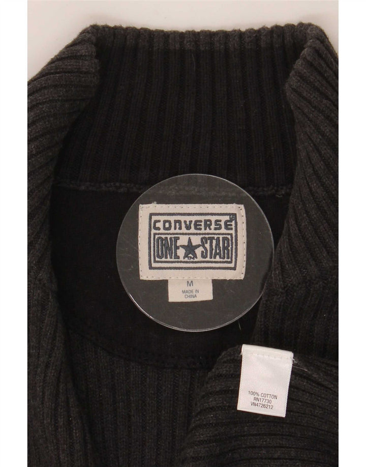 Męski sweter Converse z zamkiem błyskawicznym, średnioszary, bawełniany