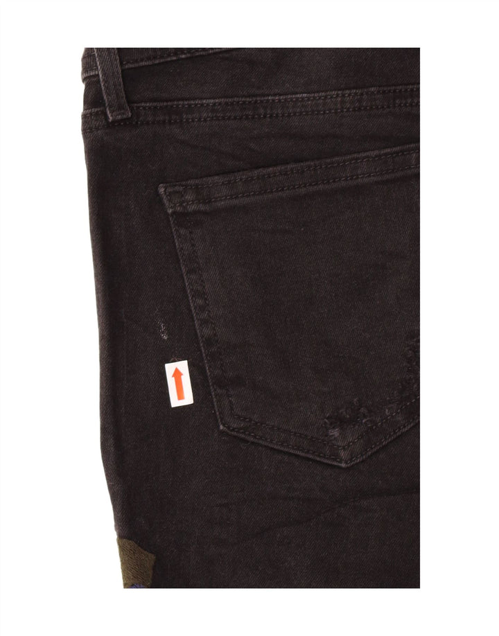 Damskie spodenki jeansowe Zara Graphic EU 38 Small W28 Czarne, kwiatowe, artystyczne