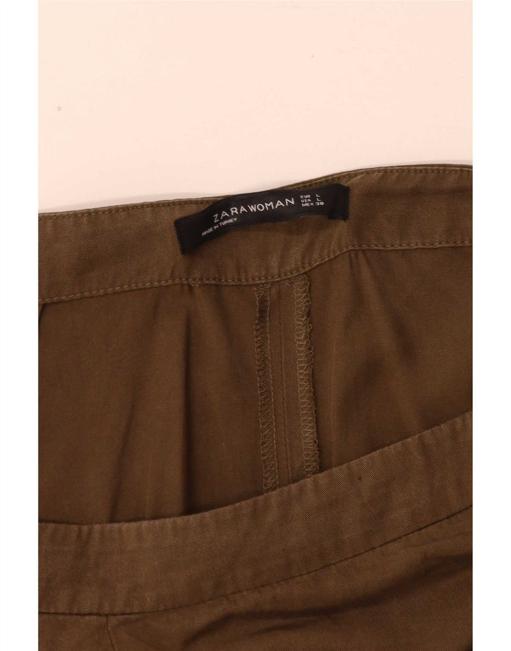 Spodnie damskie Zara Capri duże W32 L24 Khaki
