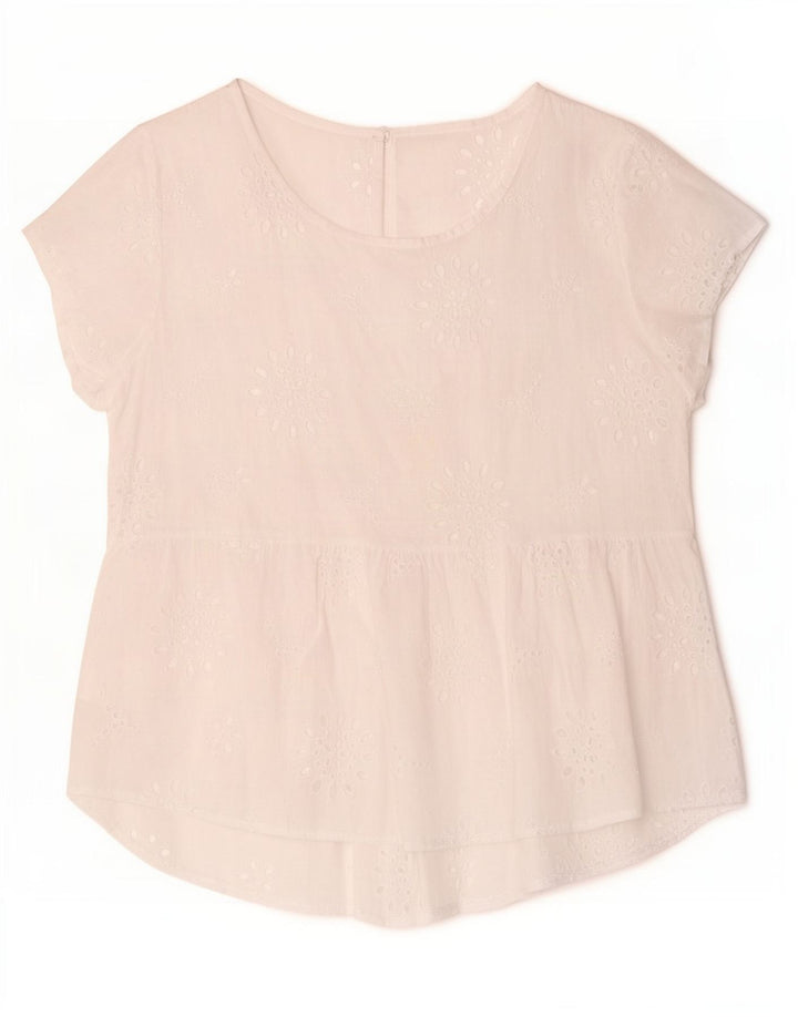 Bluzka damska Vintage Top UK 14 Średnia Biała