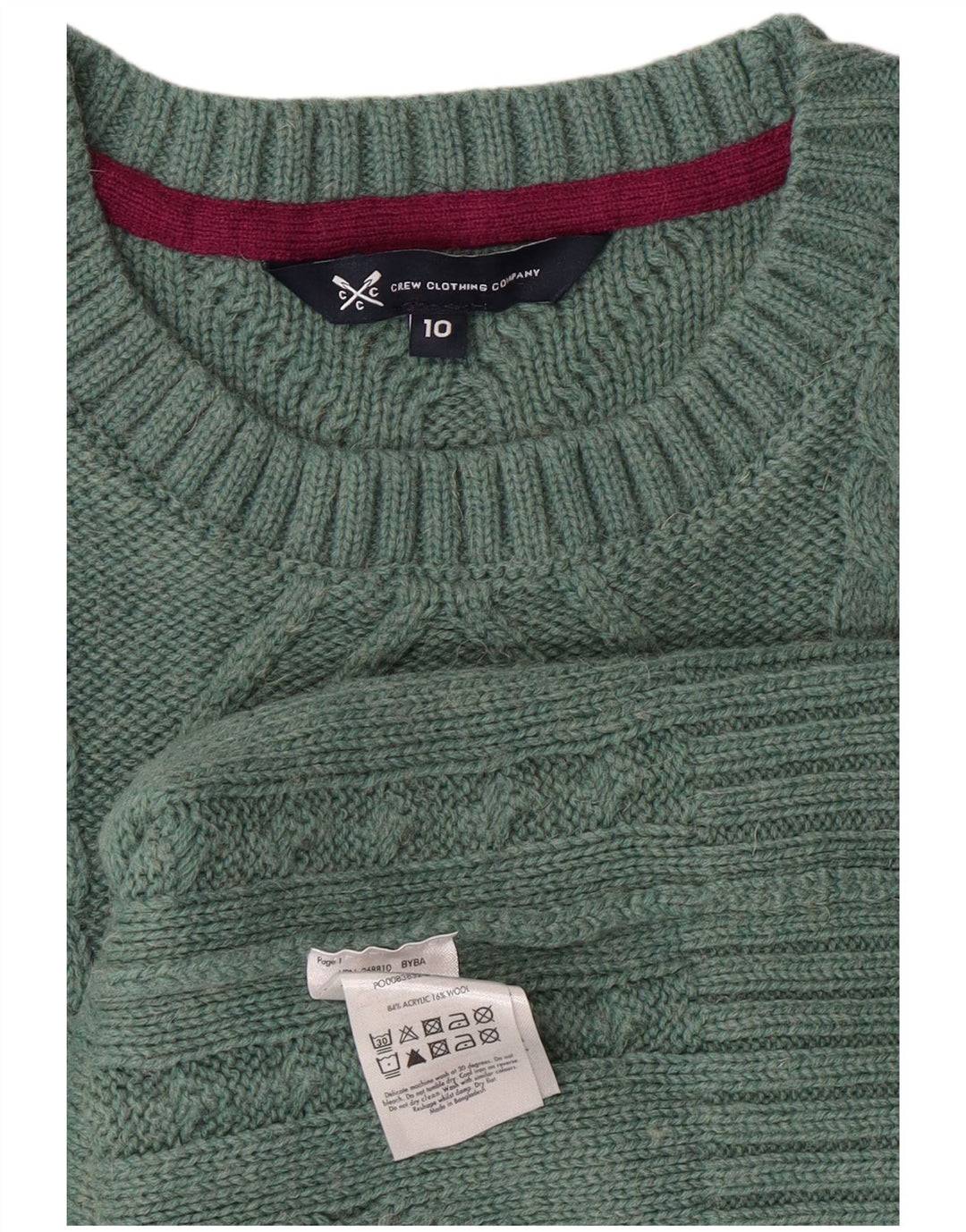 CREW CLOTHING Damski sweter oversize z okrągłym dekoltem UK 10 Small Green