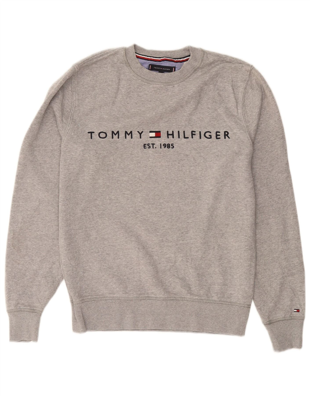Męska bluza z grafiką Tommy Hilfiger, średnia, szara, nakrapiana bawełna