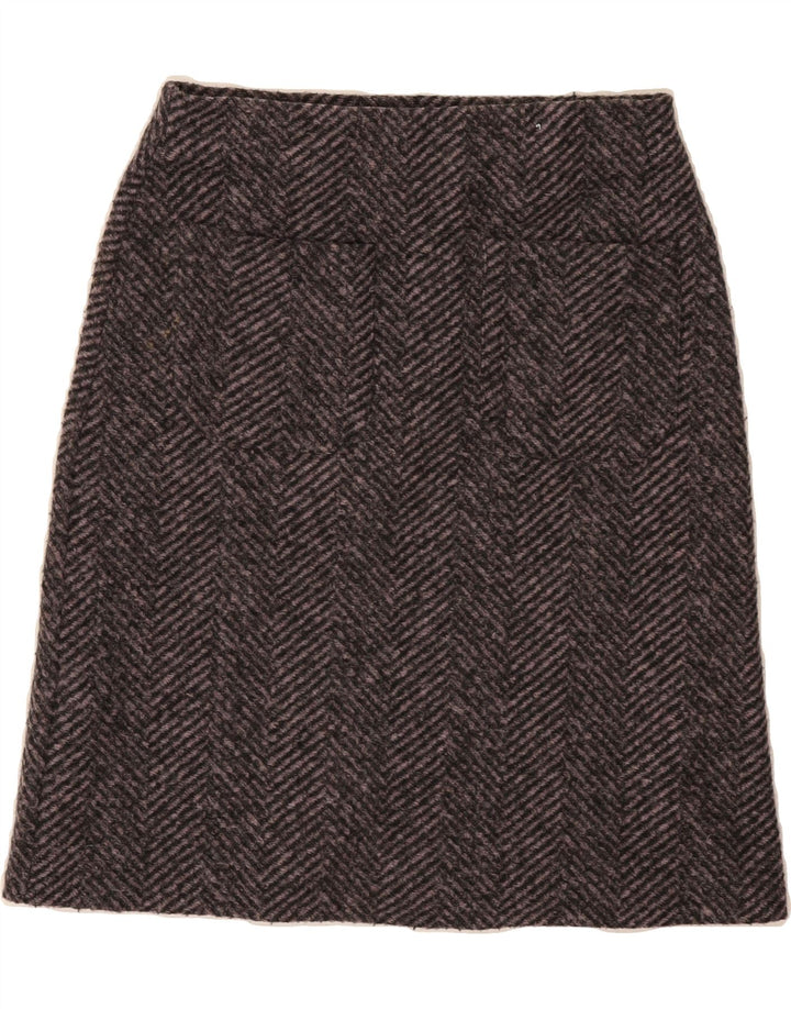 LAURA ASHLEY Womens A-Line Skirt UK 8 Small W30 Grey Herringbone Vintage Laura Ashley and Second-Hand Laura Ashley from Messina Hembry 
