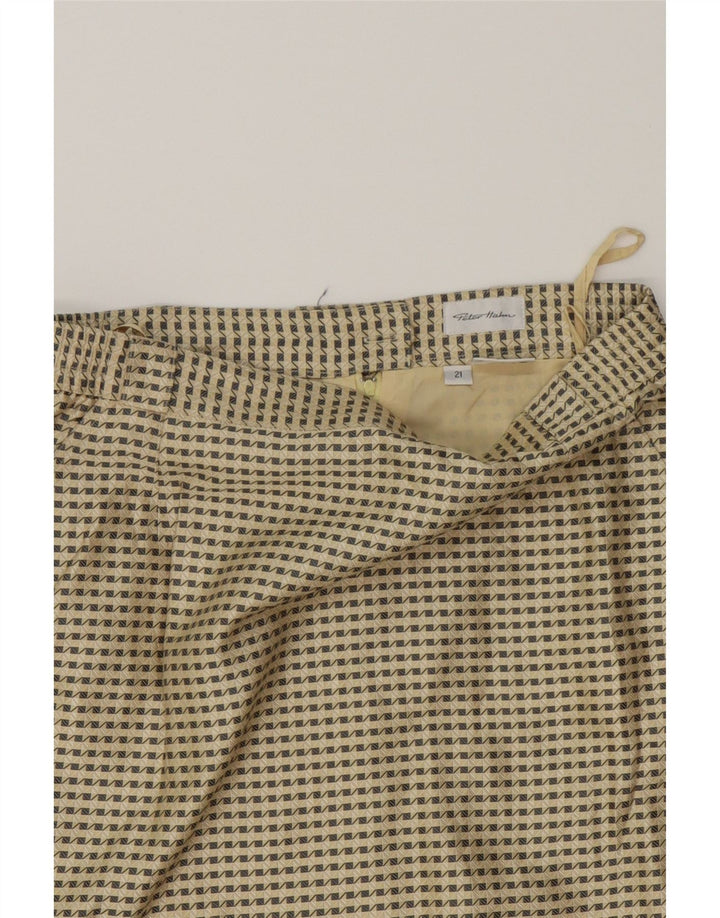 PETER HAHN Womens Pencil Skirt W32 Large Beige Geometric Silk Vintage Peter Hahn and Second-Hand Peter Hahn from Messina Hembry 